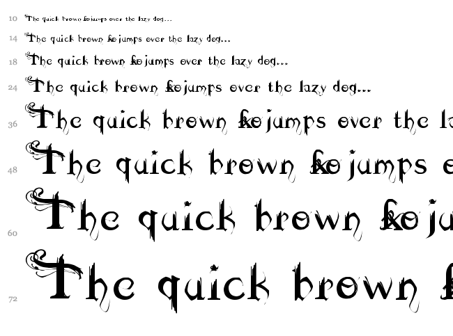 Dilana Experimentype font waterfall